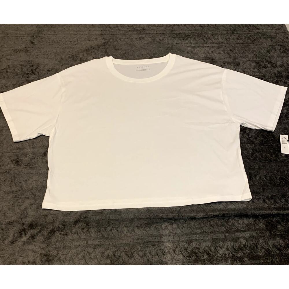 Talbots Pima Cotton Shorter Boxy Fit White Women's T Shirt Size L NWT